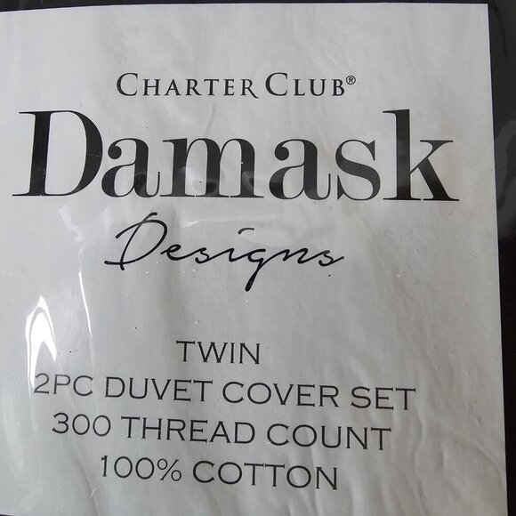 NIP Charter Club Outline Damask 300 Thread Count 2-Pc Twin DUVET COVER Set - Red - Picture 4 of 9